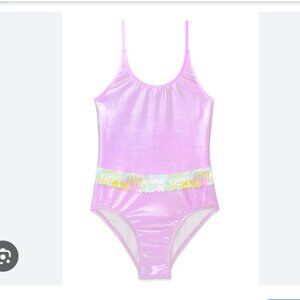 NWT STELLA COVE Pink metallic with sequin belt one piece swimsuit size 6Y